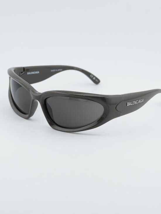 Balenciaga BB0157S 008 Sport Sunglasses Grey Geometric Frame, Grey Lenses main image 6